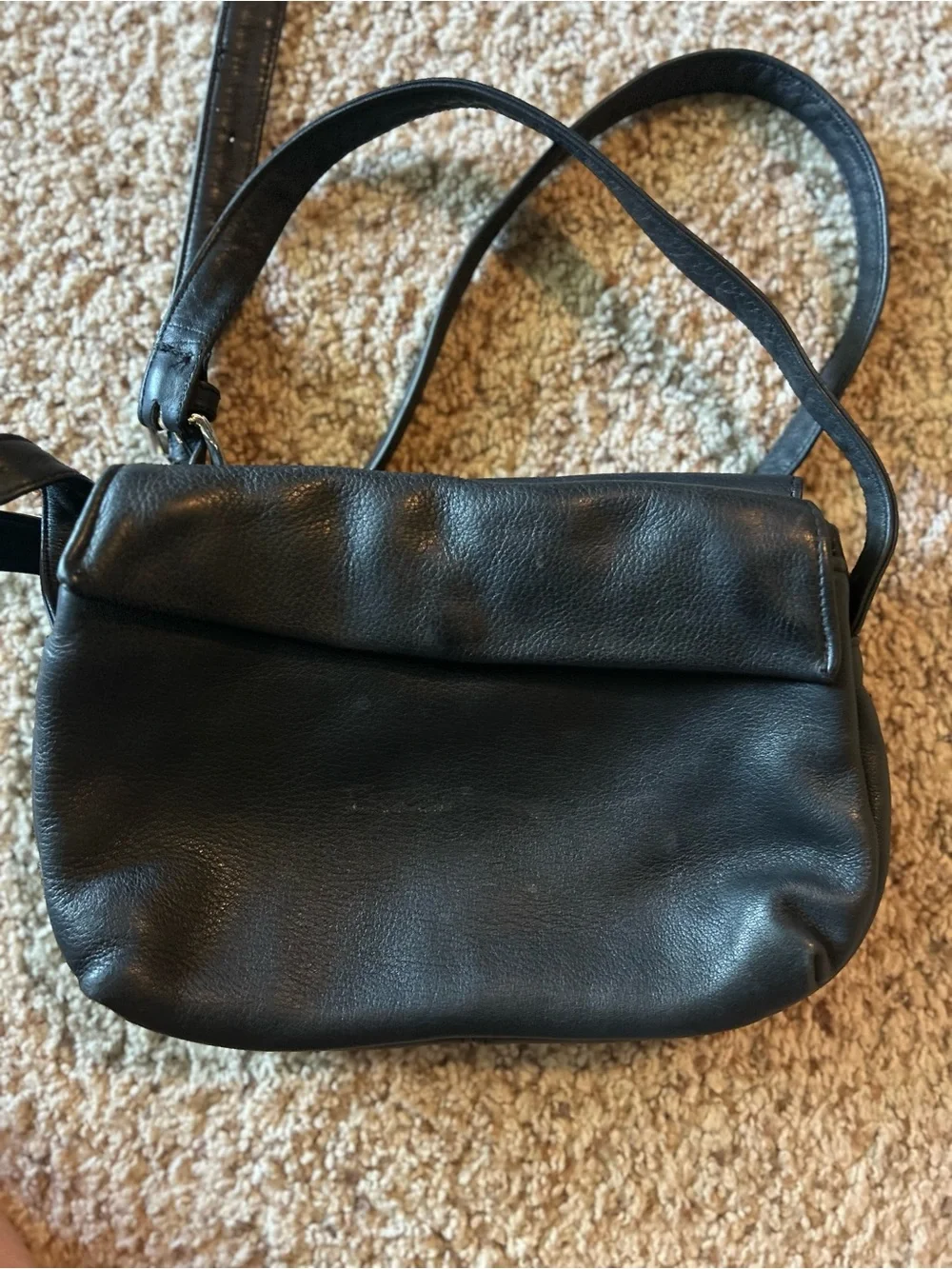 Classic Stone Mountain Black Leather Crossbody Purse